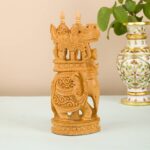 ARTS & CRAFTS KADAMB WOOD ELEPHANT MAHOUT CARVED AMBAWADI
