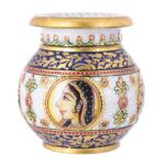 ARTS & CRAFTS MAKRANA MARBLE JAL KALASH BEAUTIFUL IMAGE OF KING & QUEEN 4″x 4″ (MULTI COLOUR)