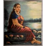Lady Sitting In Moonlight Raja Ravi Verma Art Reproduction 3'x6'