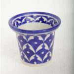 ARTS & CRAFTS BLUE POTTERY PLANTER COMBINATION OF BLUE & WHITE COLOUR HANDPAINTED