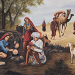 Banjara Family Cooking Food with Babies 3'x2'