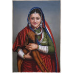 Tribal Lady Holding a Lamb 3'x2'