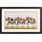 3 Ornate elephants marching paper painting 9