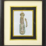 ARTS & CRAFTS WHITE  Marble 24CRTS GOLD MUSICAL INSTRUMENT PAINTING IN POTRAIT FRAME