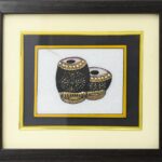 NAME  - ARTS & CRAFTS WHITE MARBLE 24CRTS GOLD PAINTED ANTIQUE TABLA PAINTING LANDSCAPE FRAME