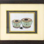 WHITE Marble 24CRTS TURQUOISE TABLA  FRAME