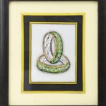 ARTS & CRAFTS WHITE  Marble 24CRTS GOLD ANTIQUE GREEN BANGLES JEWELLERY PAINTING IN POTRAIT FRAME