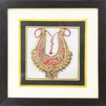 ARTS & CRAFTS WHITE  Marble 24CRTS GOLD ANTIQUE  MULTI COLOUR necklace JEWELLERY PAINTING IN POTRAIT FRAME