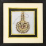 ARTS & CRAFTS WHITE  Marble 24CRTS GOLD ANTIQUE  MAANG TIKKA JEWELLERY PAINTING IN POTRAIT FRAME