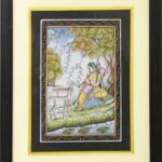 Marble Minature Ragini Painting Frame (Deer and Ragini and Holding Veena)