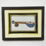 Real Gold Marble Musical Instrument Blue Veena Tanjore Painting Frame