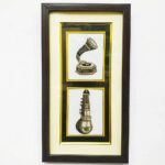 Real Gold Marble Musical Instruments Trumpet and Sitar Tanjore Painting Frame