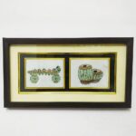 Real Gold Painted Marble Musical Instruments Veena and Tabla 2 Tanjore Painting in Frame
